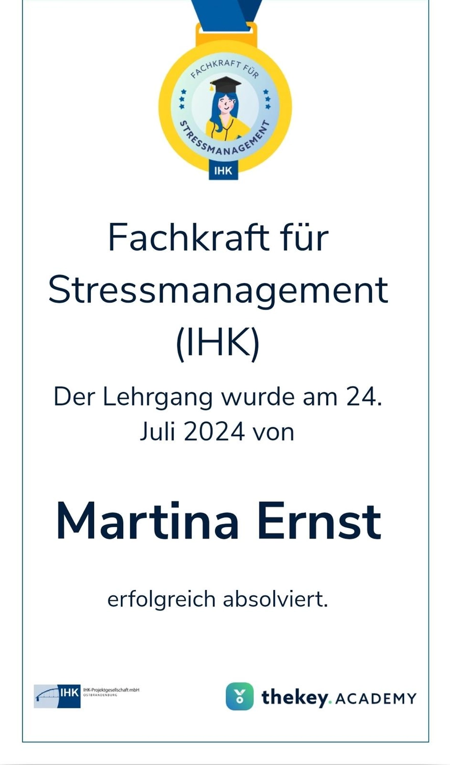 Vitalelebensweise - Martina Ernst, Zertifikat